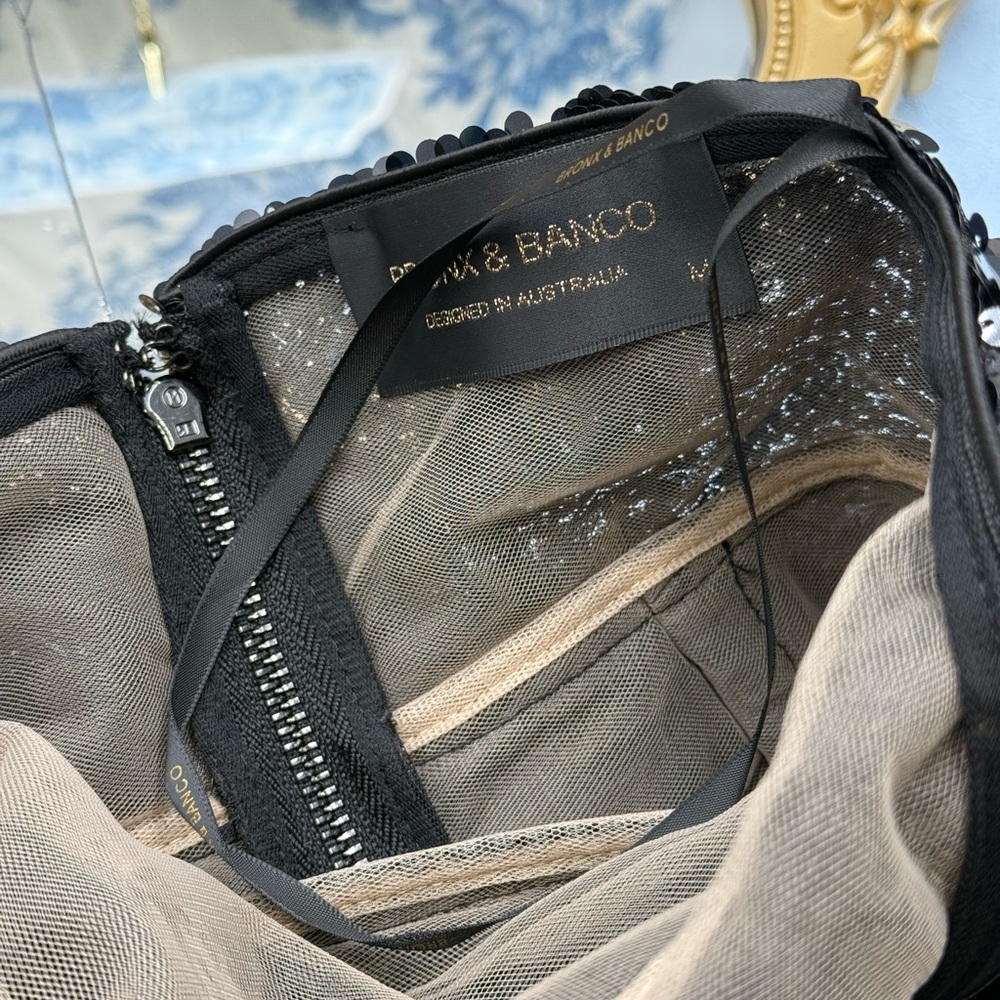 🆕 BRONX & BANCO 🧿 NWOT Wednesday Black Sequin Halterneck Mini Dress Sz M US 6 - Picture 15 of 16